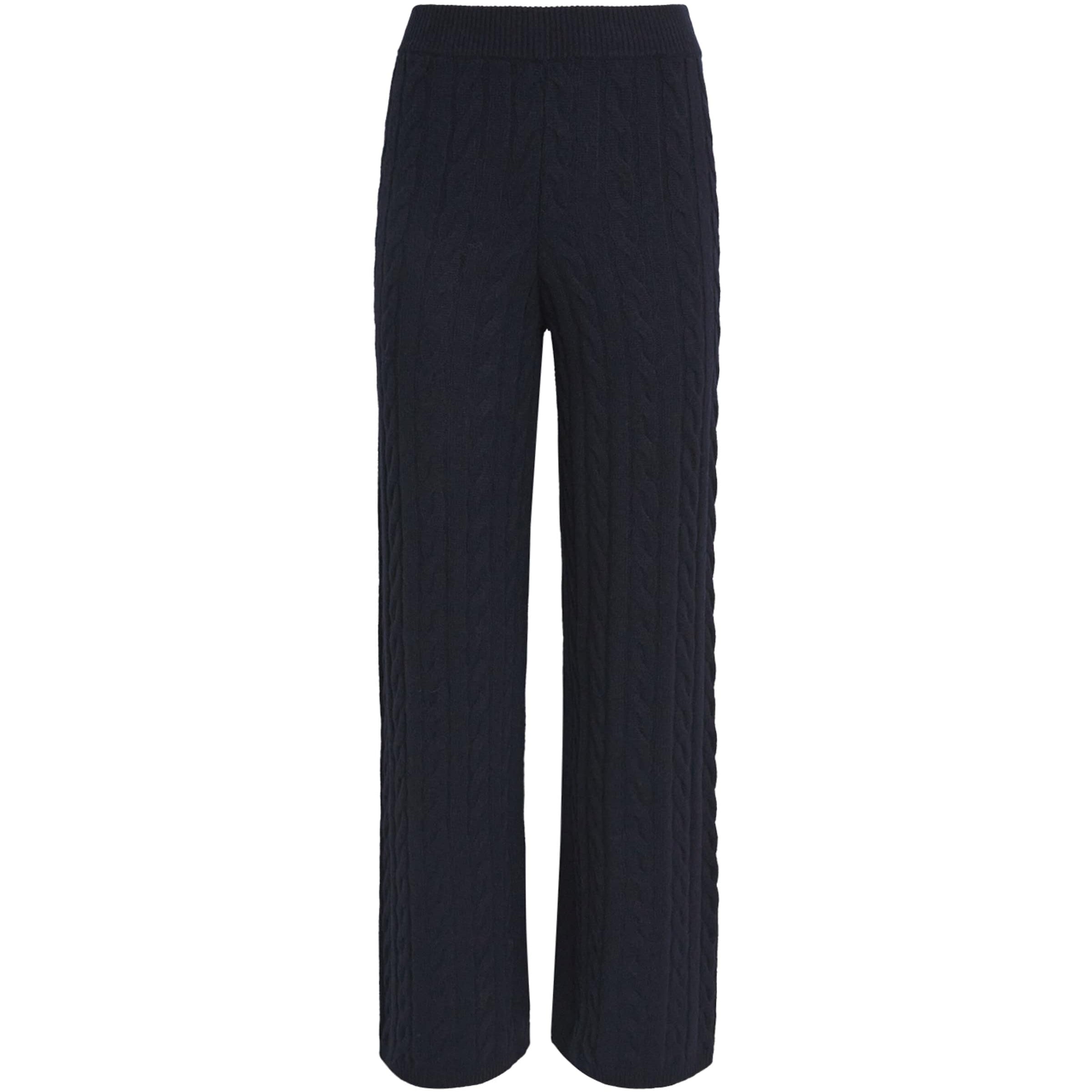 Soft Goat Navy Cashmere Cable-Knit Sweatpants