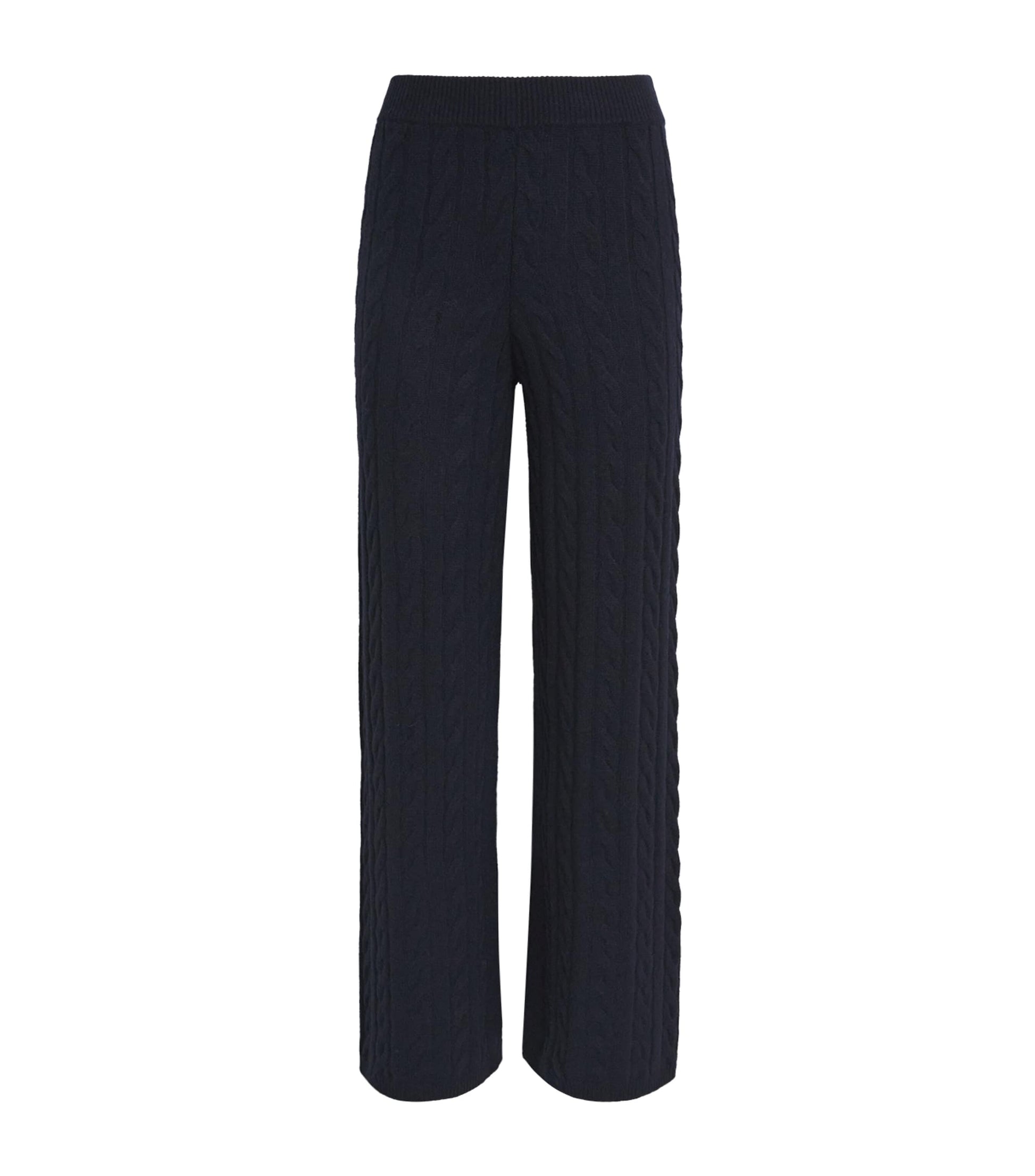 Soft Goat Navy Cashmere Cable-Knit Sweatpants