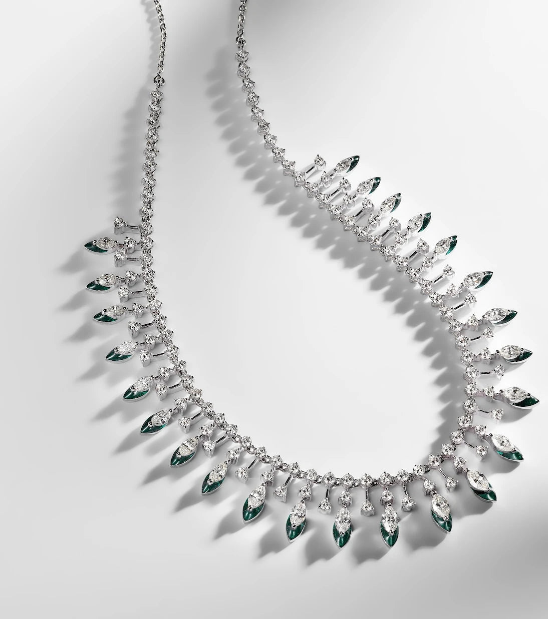 Kamyen - Drop 18kt white gold and enamel choker with diamonds