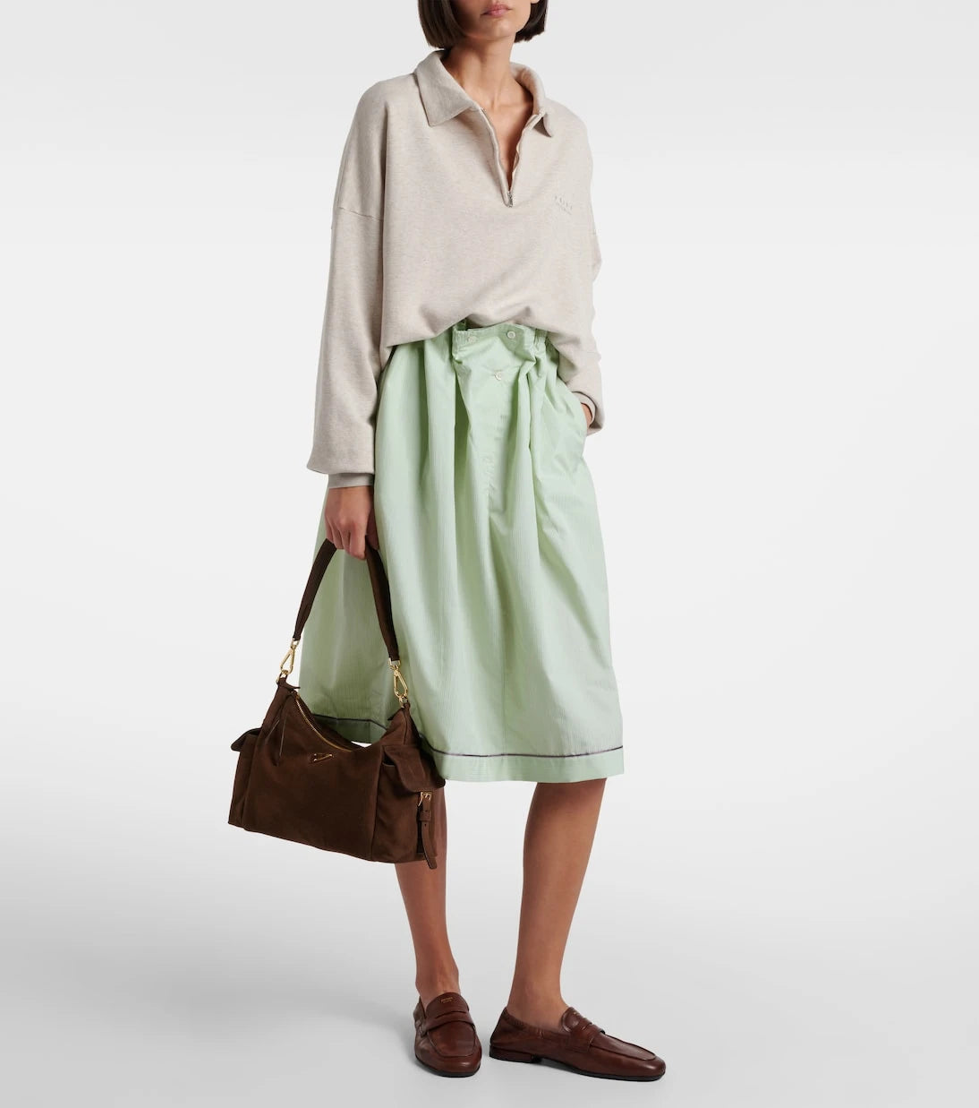 Prada - حقيبة كتف كبيرة من الشامواه طراز Prada Explore
