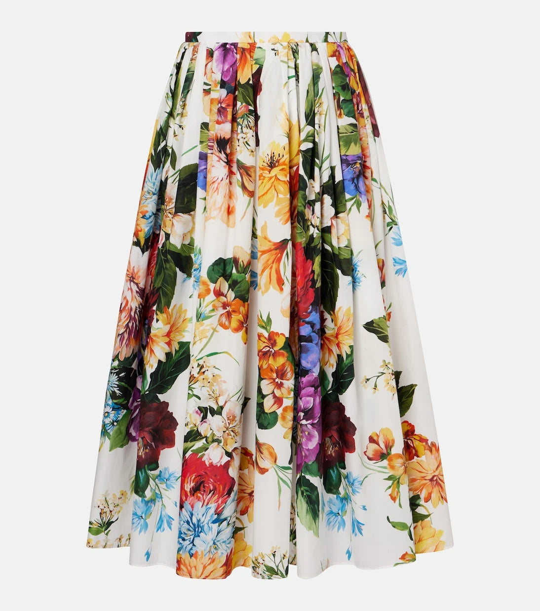 Dolce&Gabbana - Floral gathered cotton midi skirt