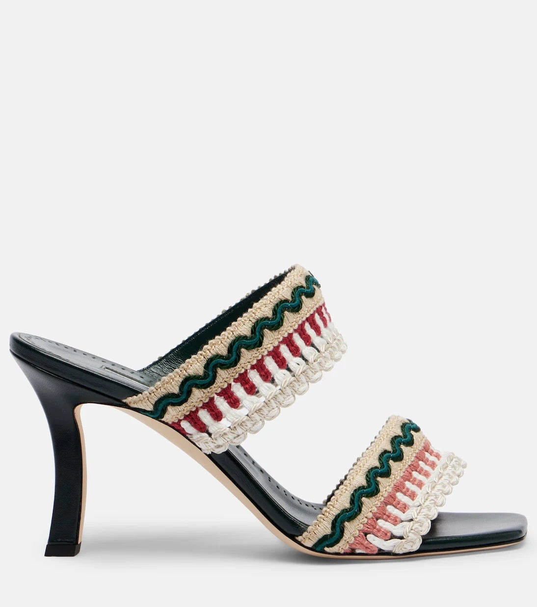 Manolo Blahnik - Mabeco 90 leather-trimmed knitted mules