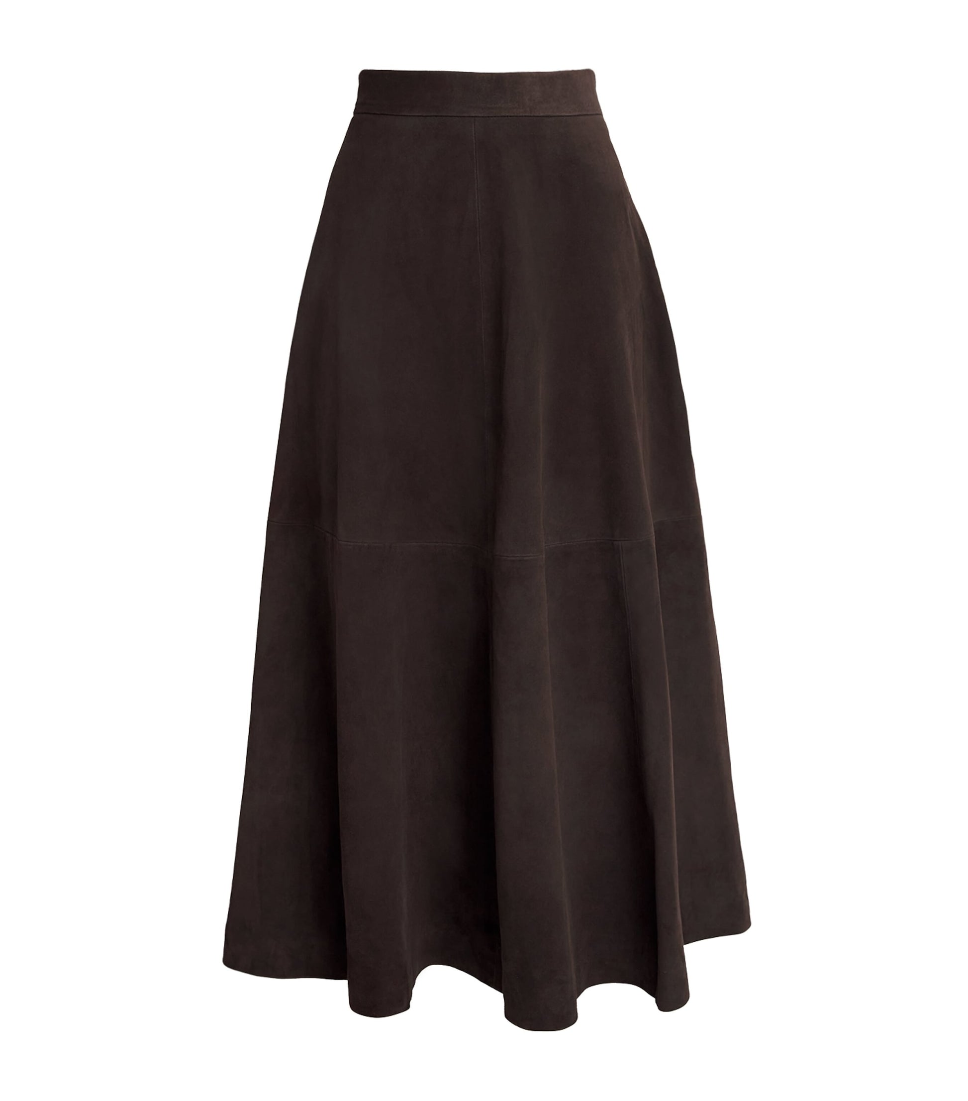 Róhe Brown Suede Midi Skirt