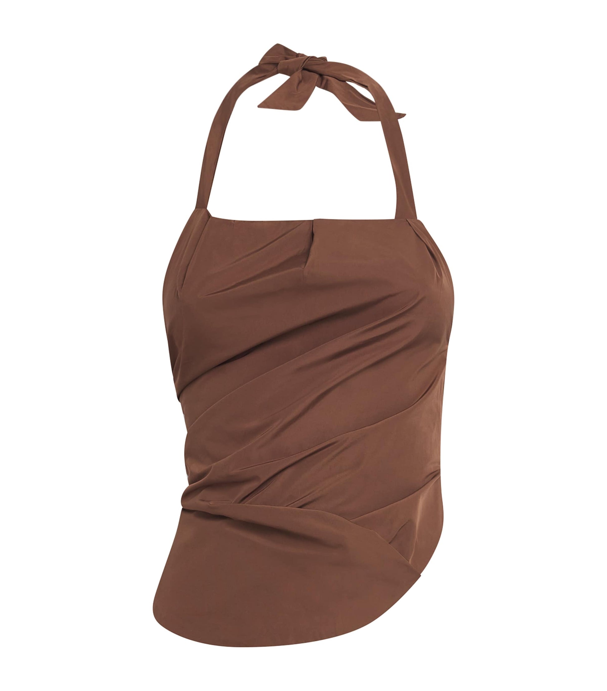 Nadine Mos Brown Draped Bib Top