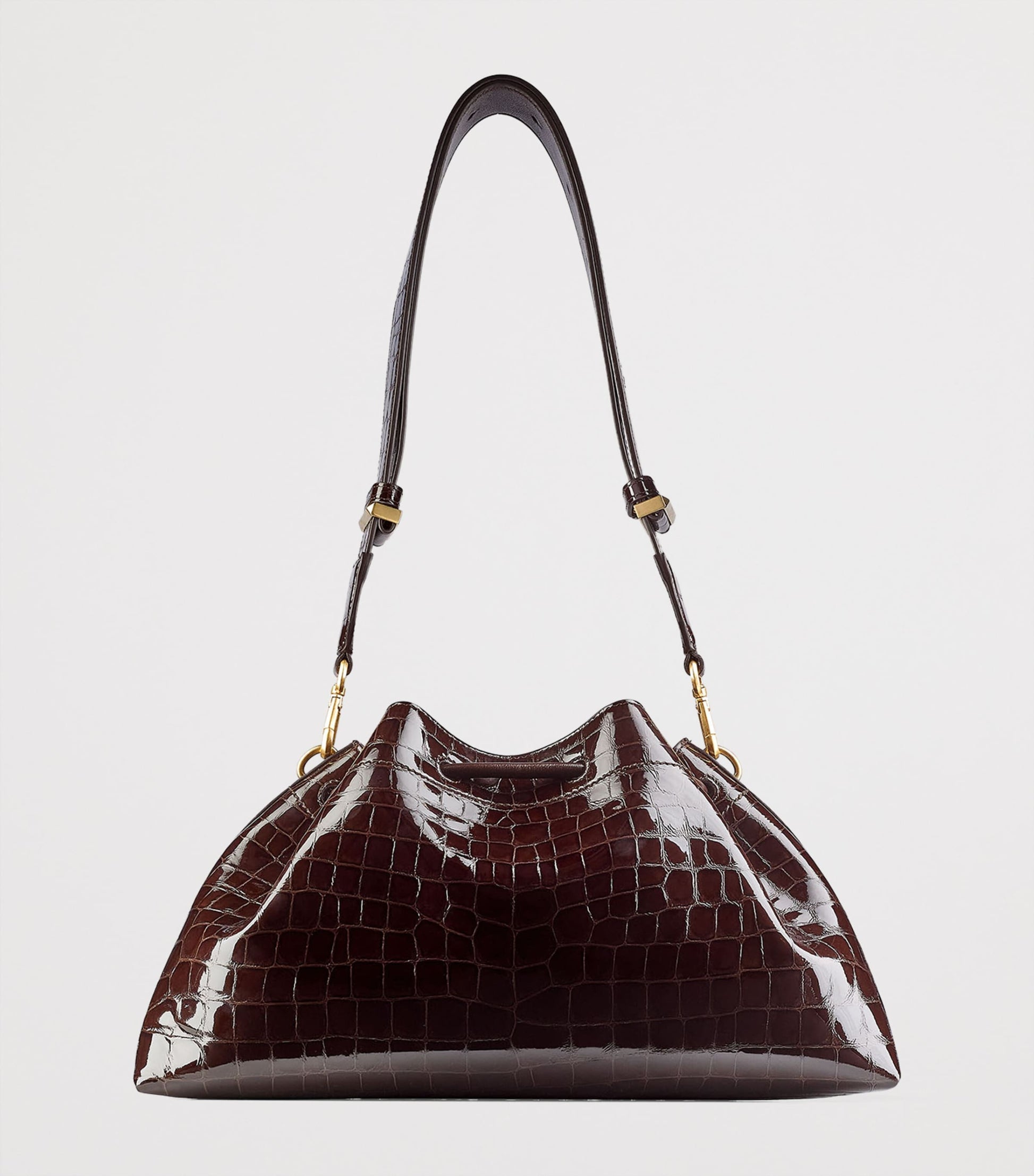 Jimmy Choo Brown Medium Cinch Leather Shoulder Bag