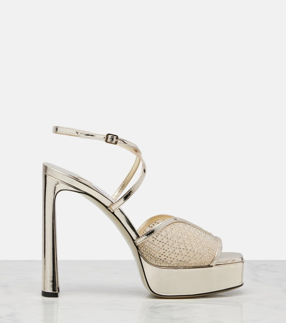 Jimmy Choo - Karli 125 mesh and leather platform sandals