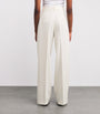 Ivory Wool-Blend Wide-Leg Trousers