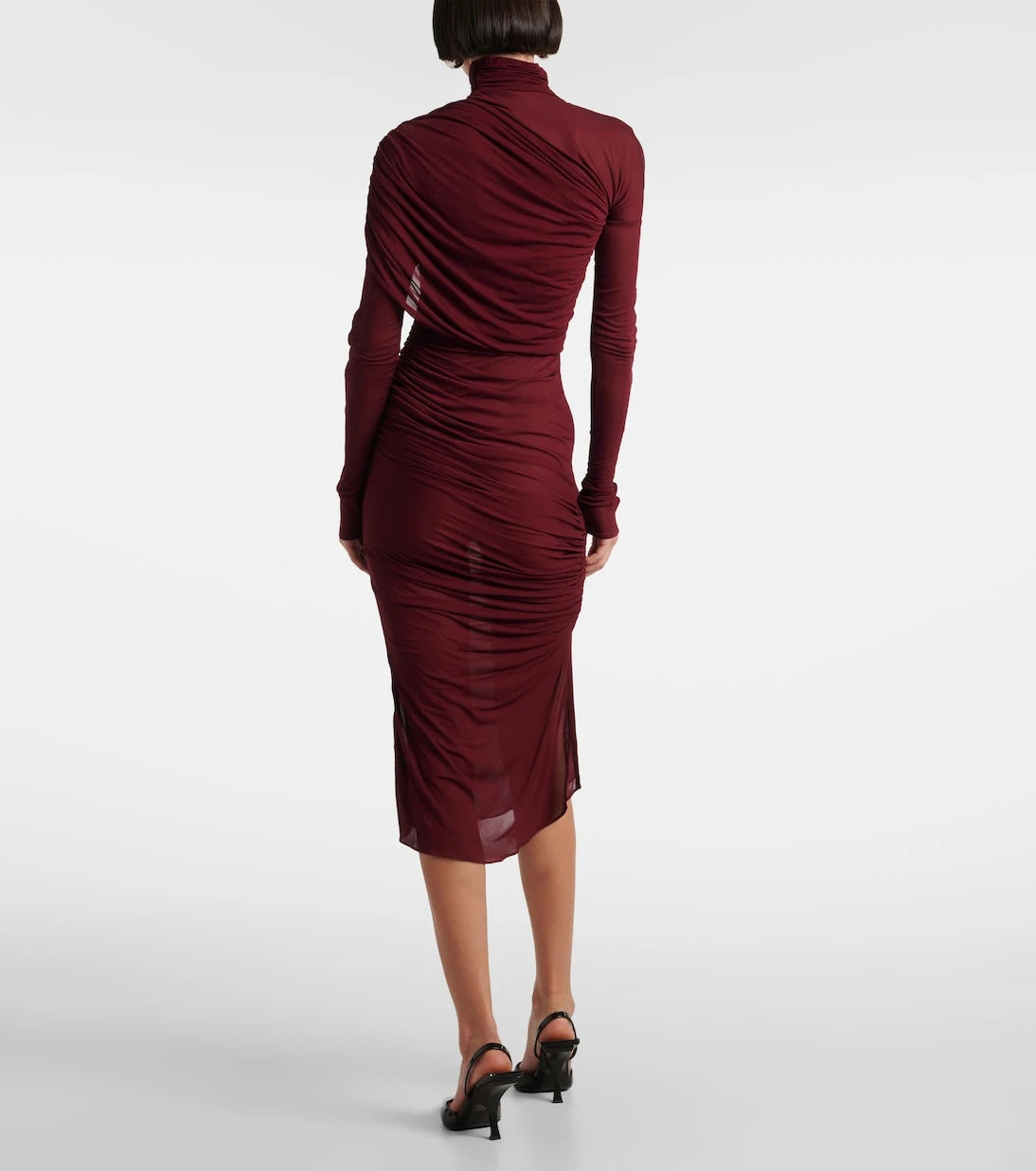 Mugler - Sheer ruched midi dress