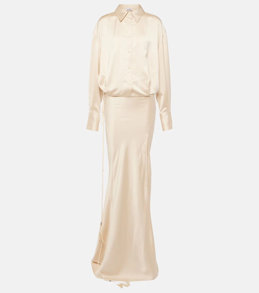 The Attico - Feather-trimmed satin gown