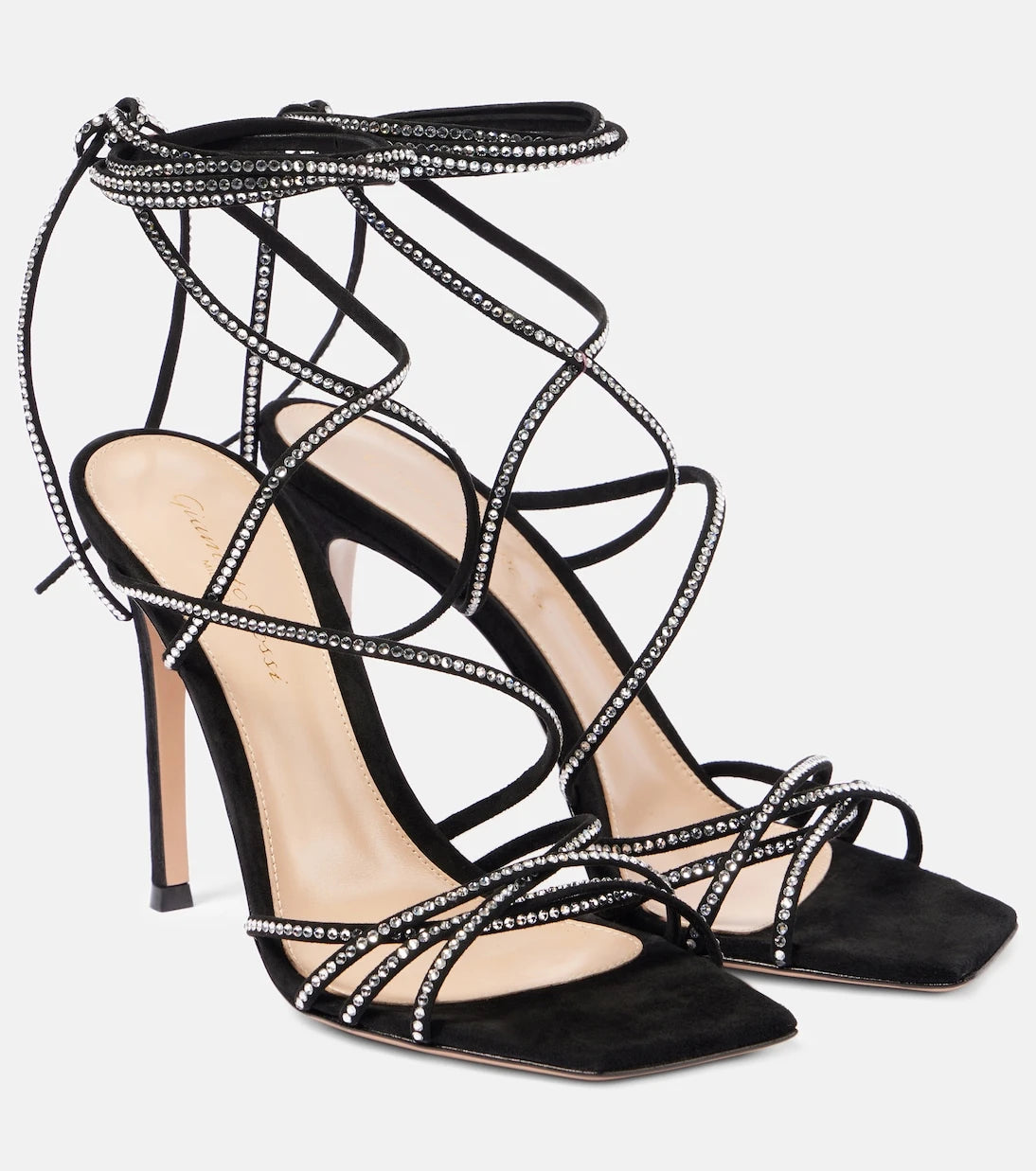 Gianvito Rossi - Ankletie 105 embellished suede sandals
