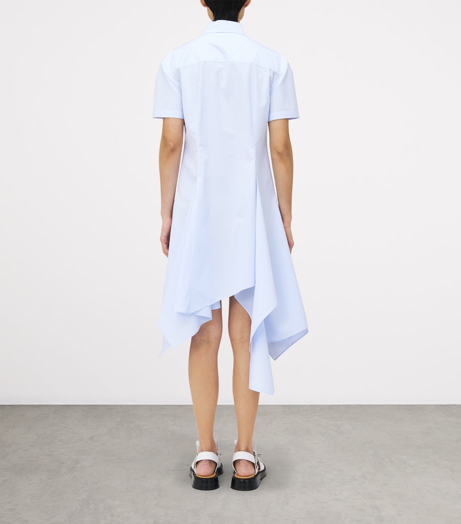 Blue Asymmetric Shirt Midi Dress