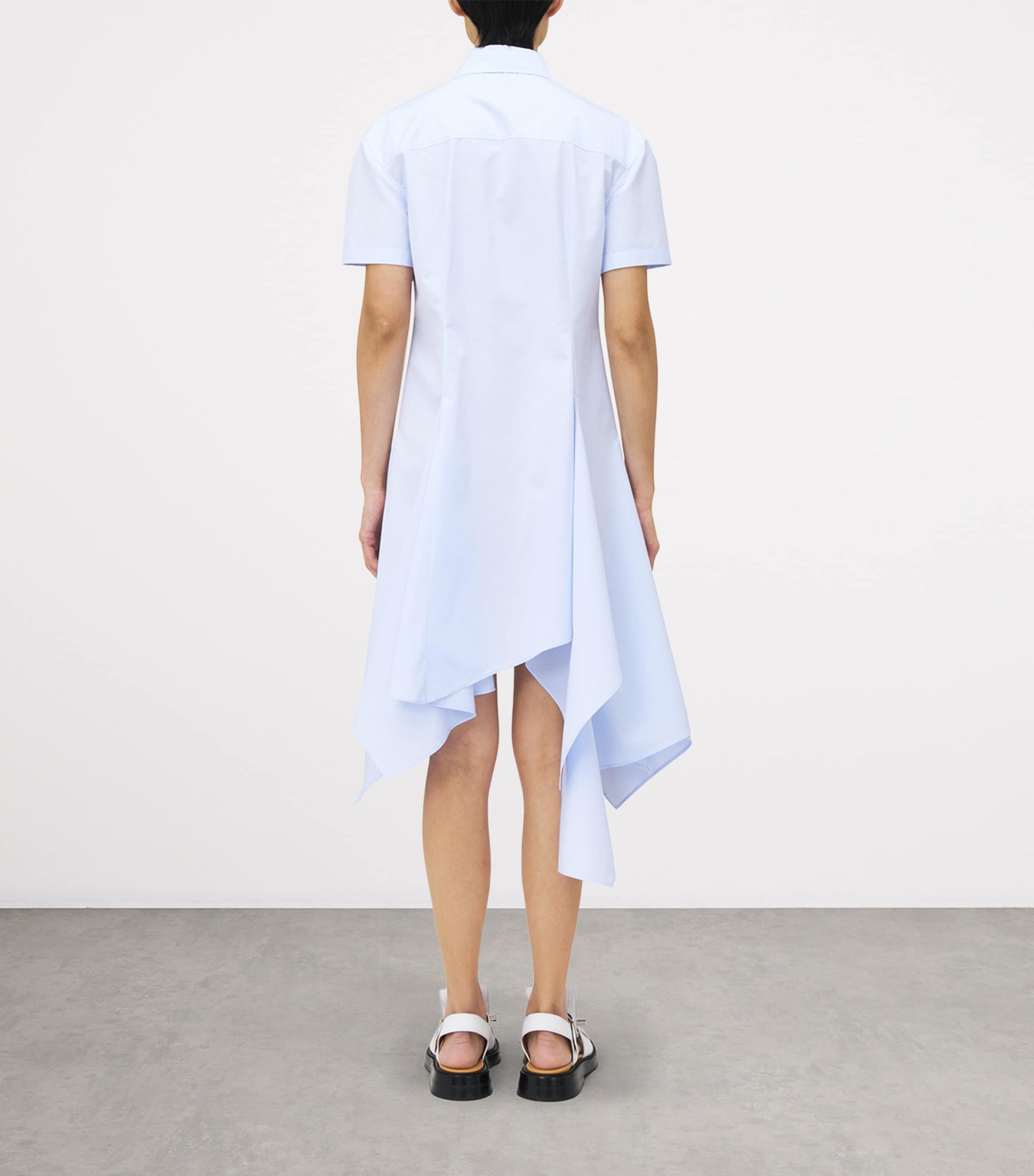 McQueen Blue Asymmetric Shirt Midi Dress