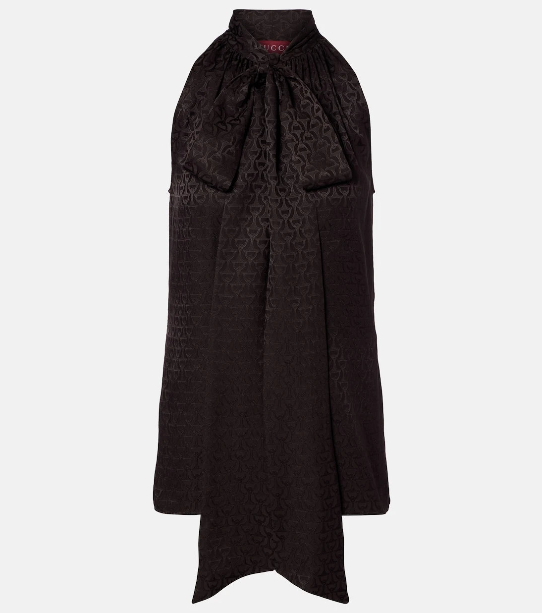 Gucci - Horsebit tie-neck silk jacquard top
