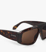 Brown Acetate Aviator Mask Sunglasses
