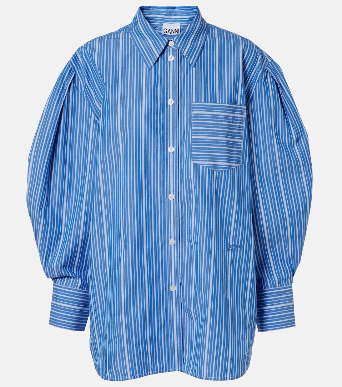 Ganni - Striped oversized cotton poplin shirt