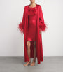 Gilda & Pearl Red Silk-Ostrich Feather Long Robe