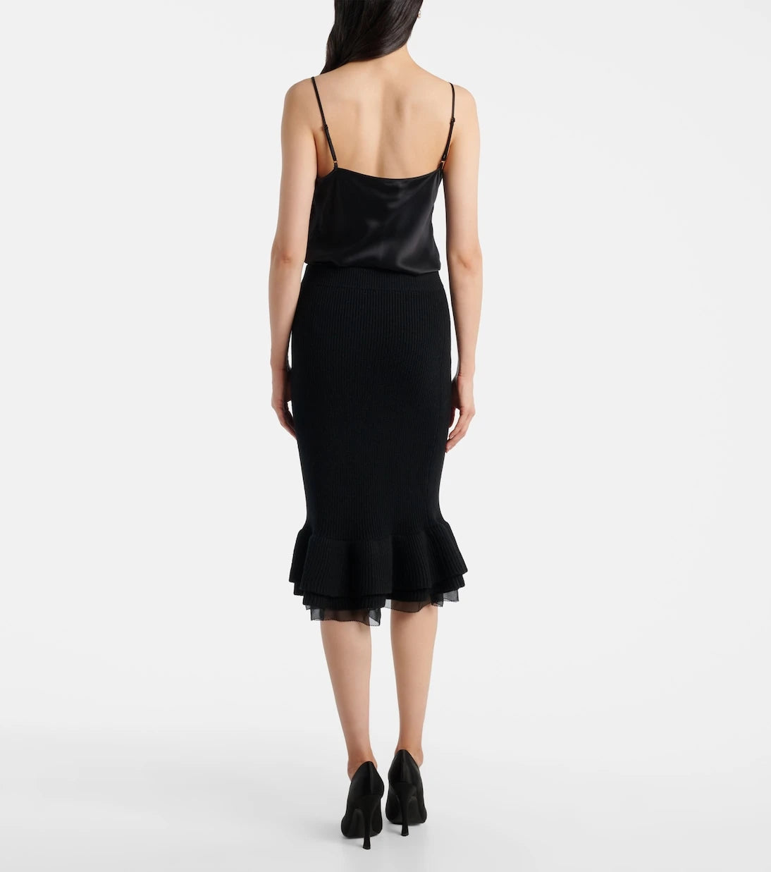 Nina Ricci - تنورة ميدي بيبلم من مزيج الصوف
