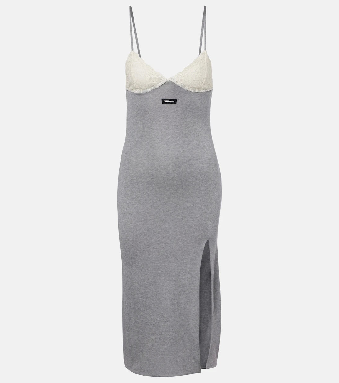 Miu Miu - Lace-trimmed silk jersey midi dress