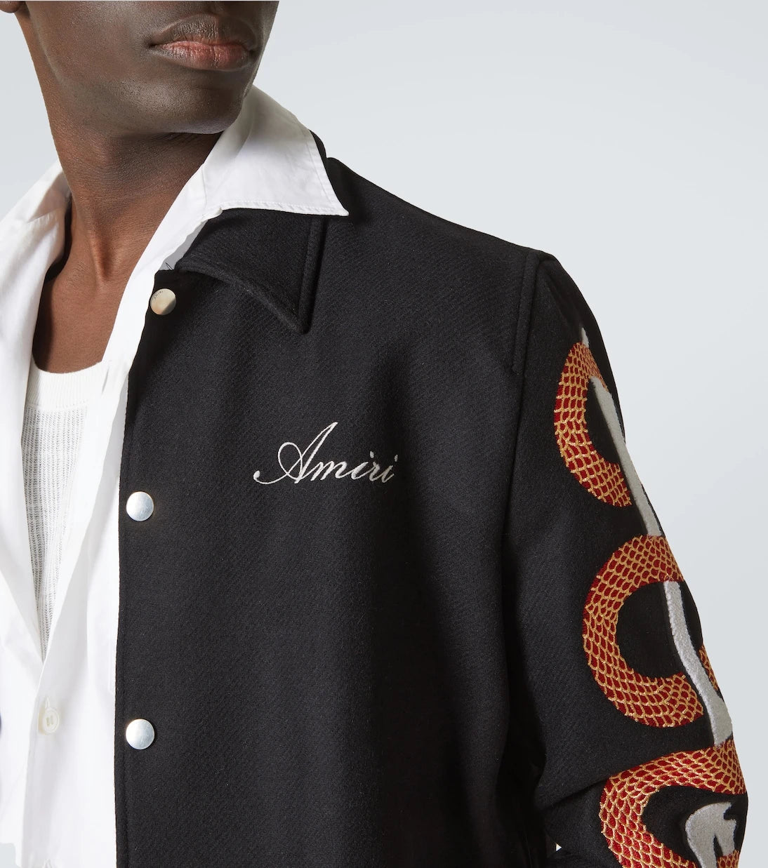 Amiri - Amiri Snake Bones wool-blend varsity jacket