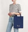 Navy Medium Cotton Logo Tote Bag