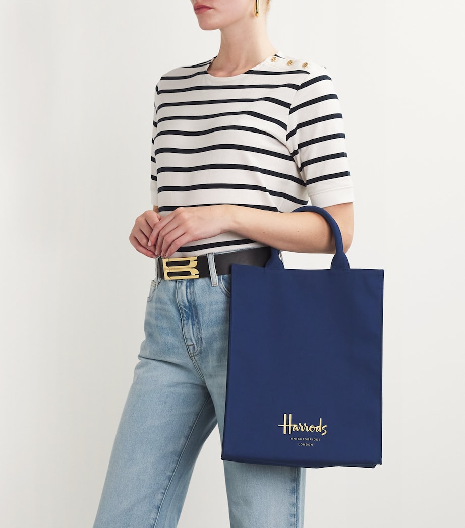 Navy Medium Cotton Logo Tote Bag