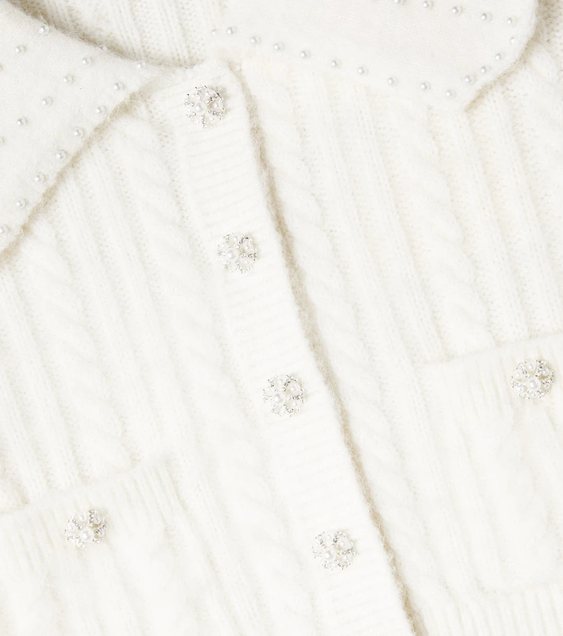 Self-Portrait Kids - Embellished cable-knit cardigan