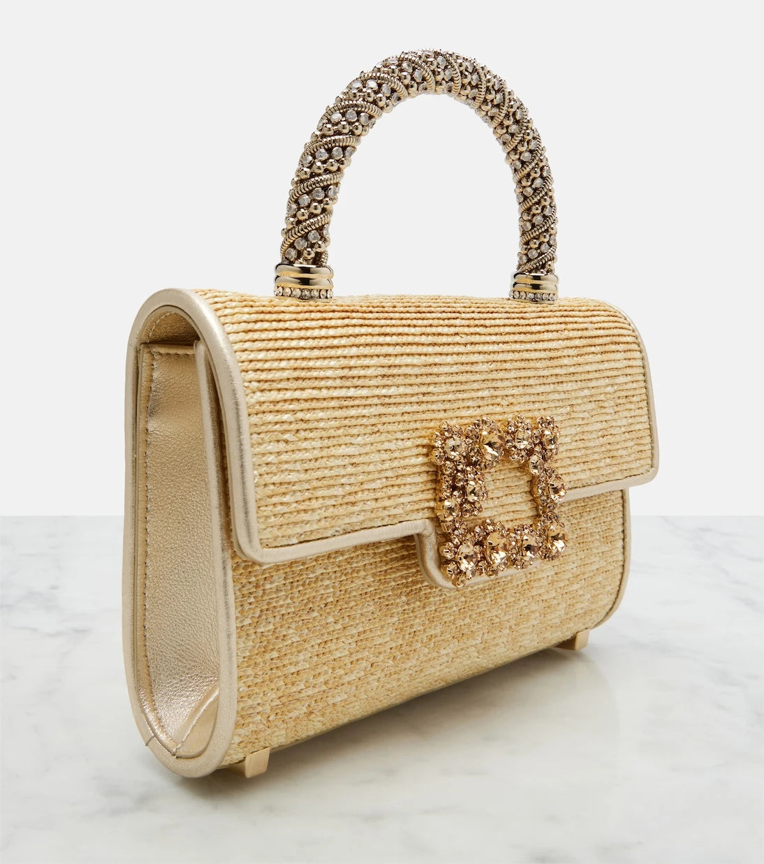 Roger Vivier - Jewel Efflorescence Mini straw tote bag