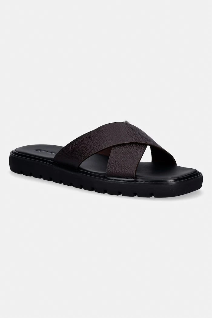 Calvin Klein чехли мъжки от кожа SQ MOLDED SANDAL XCROSS LTH