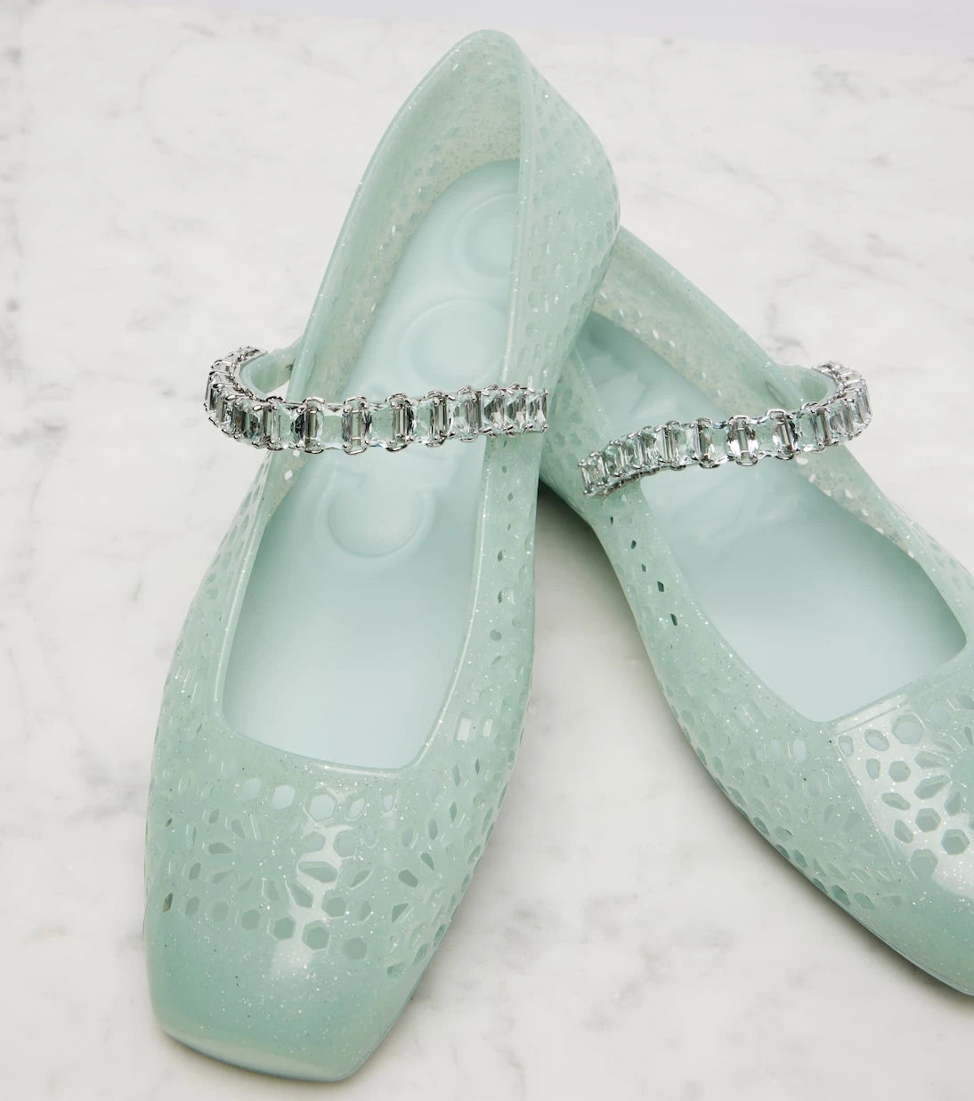 Jimmy Choo - Jelly crystal-embellished ballet flats