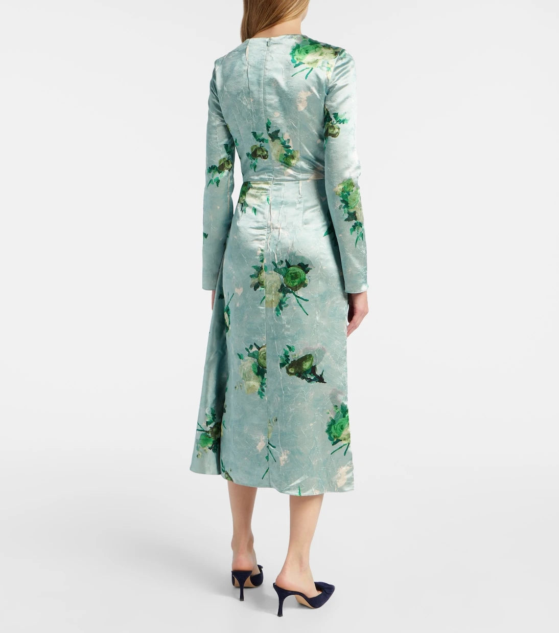 Erdem - Draped floral satin midi dress