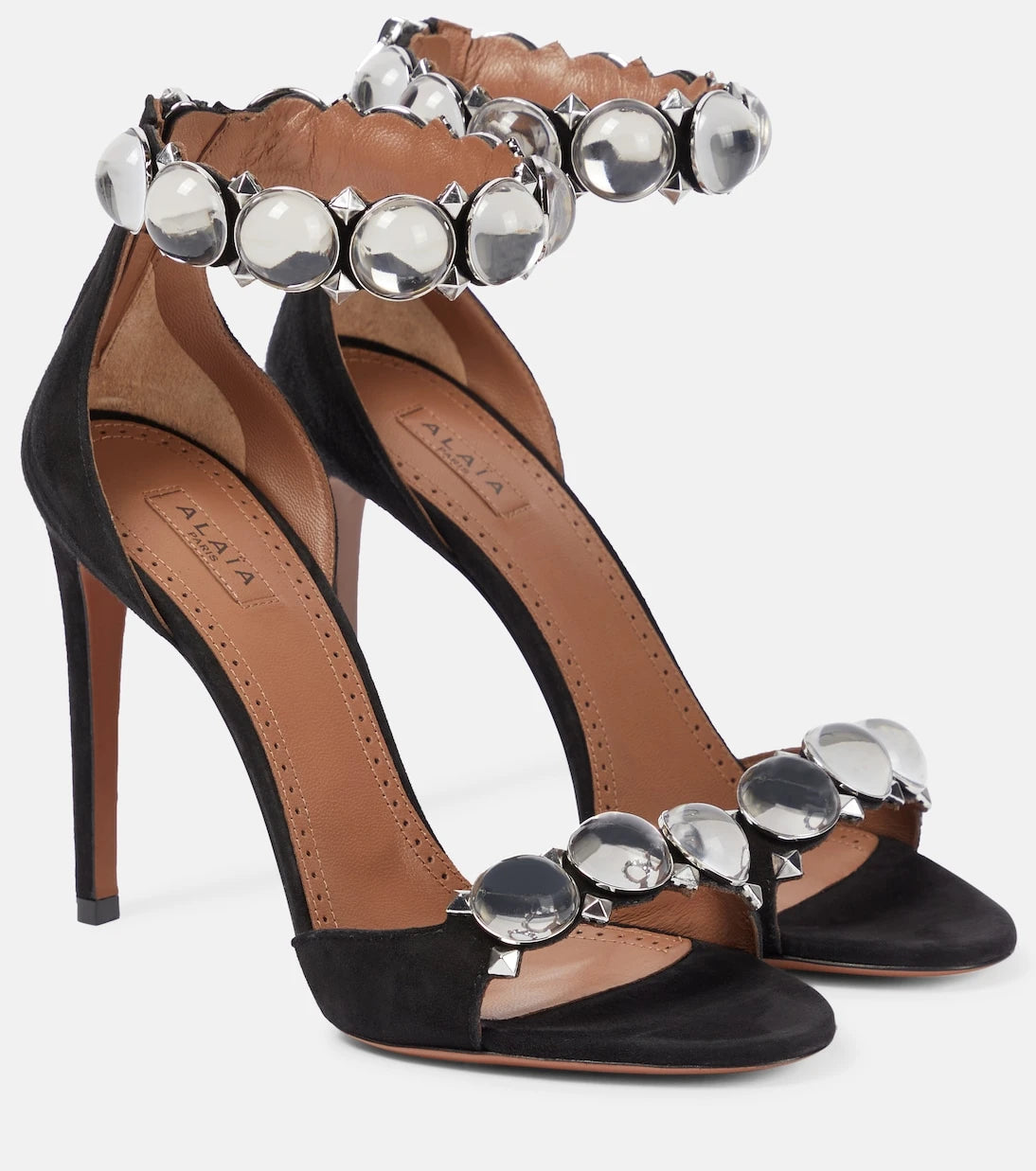 Alaïa - La Bombe 110 embellished suede sandals