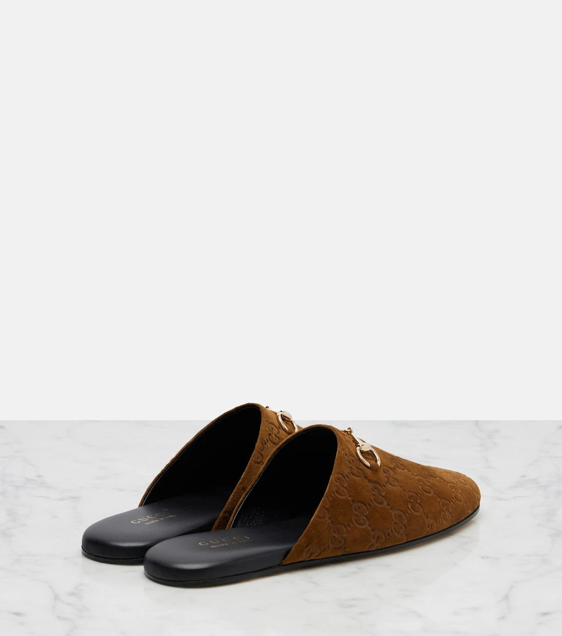 Gucci - Horsebit GG suede mules