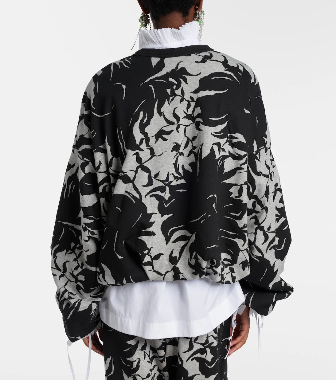 Dries Van Noten - Draped floral cotton jersey sweatshirt