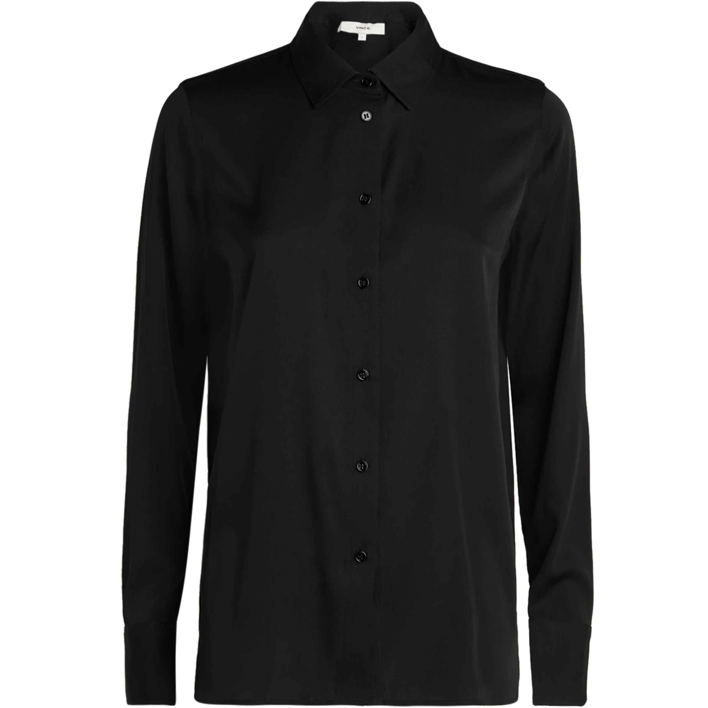 Vince Black Silk-Blend Slim-Fit Blouse