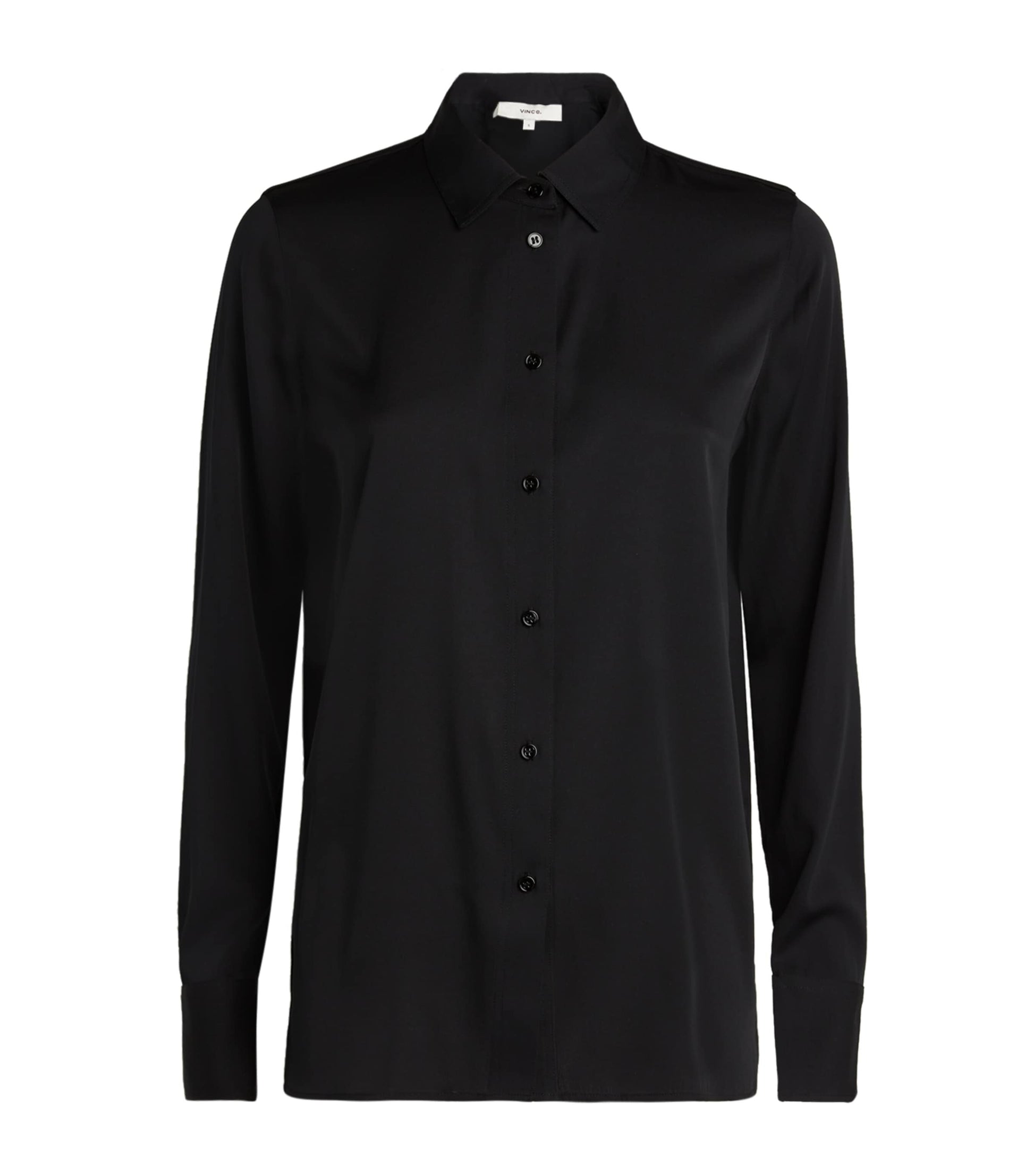 Vince Black Silk-Blend Slim-Fit Blouse