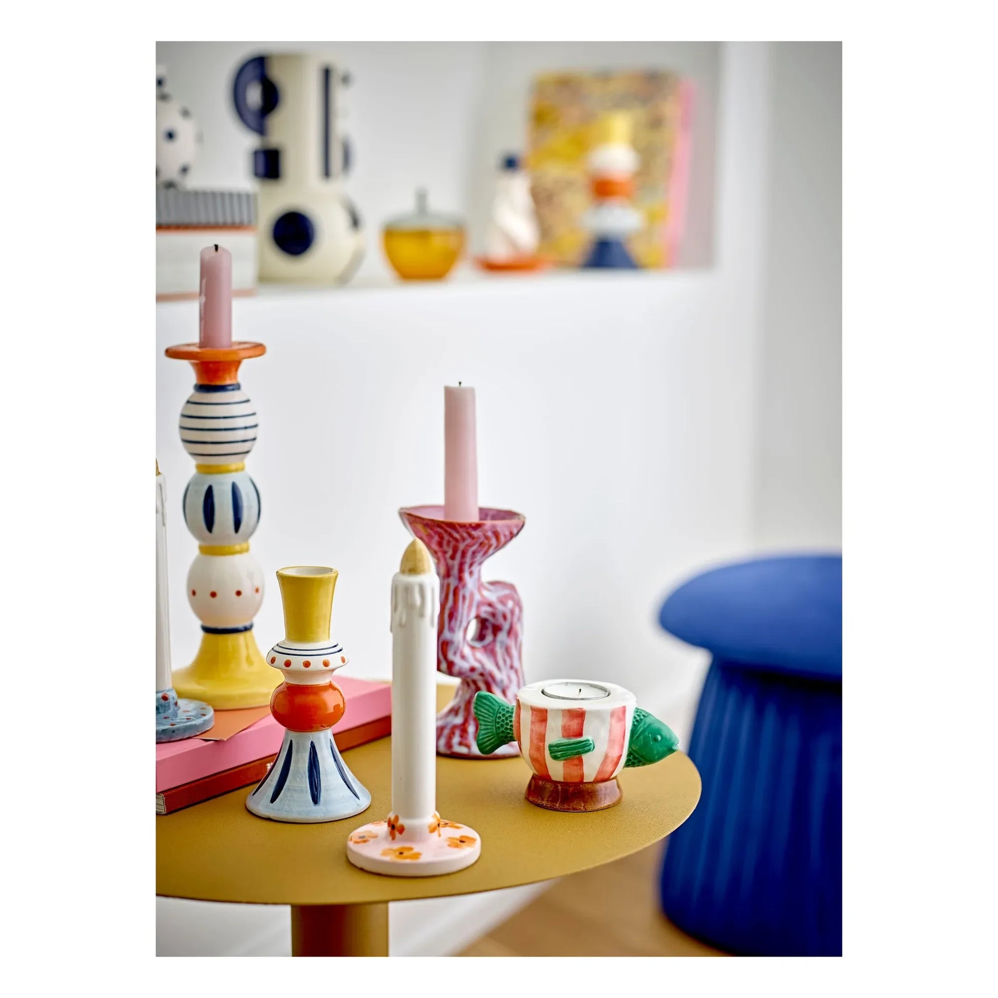 Bloomingville - Kairi stoneware candlestick | Yellow
