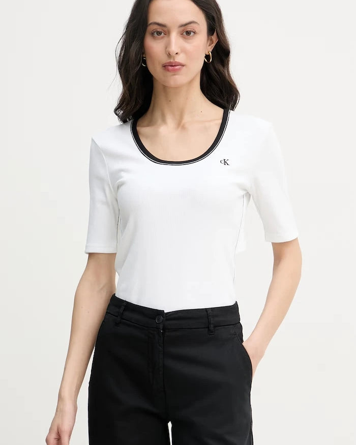 Calvin Klein Jeans тениска дамска от памук с еластан