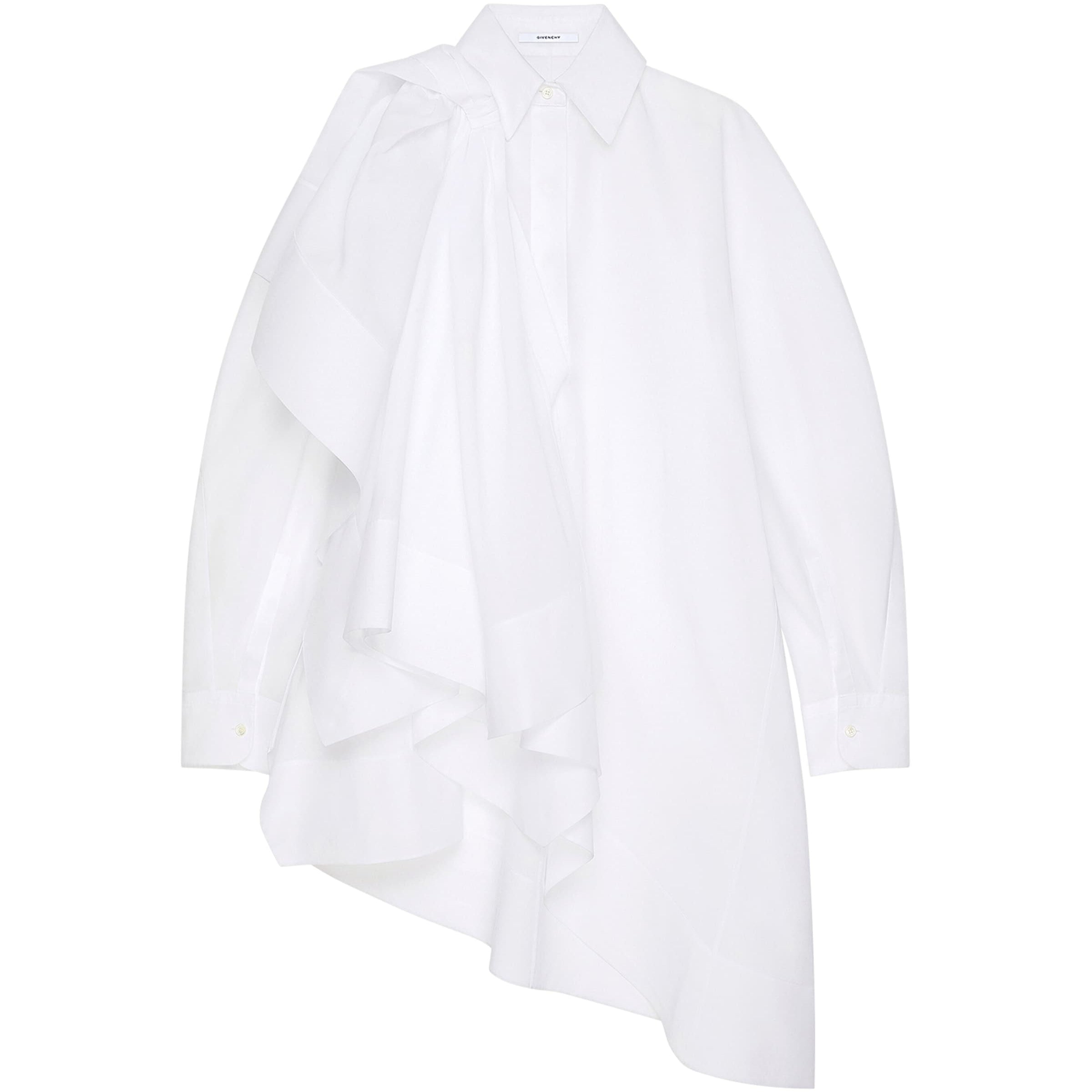 Givenchy White Cotton Asymmetric Mini Shirt Dress