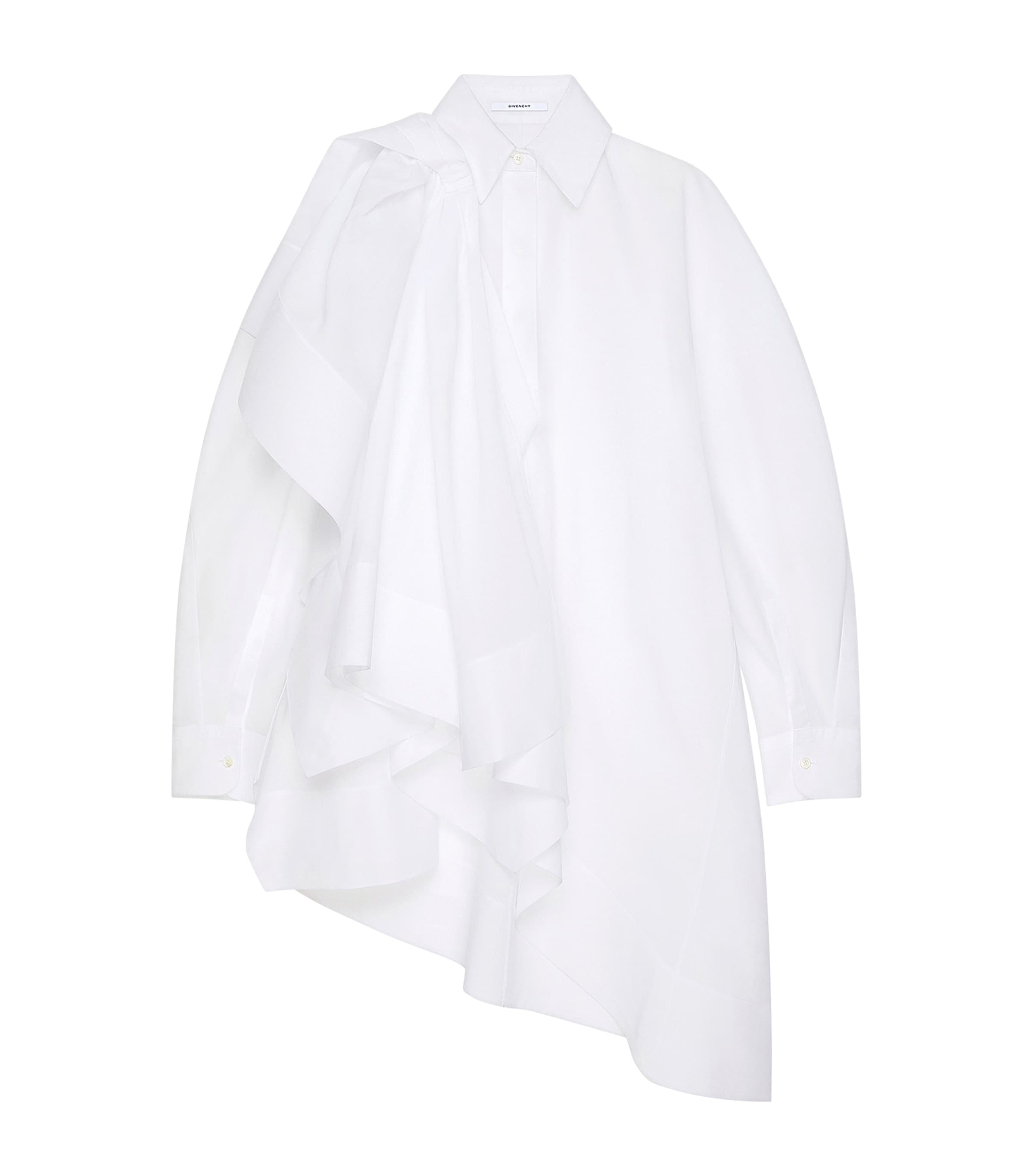 Givenchy White Cotton Asymmetric Mini Shirt Dress