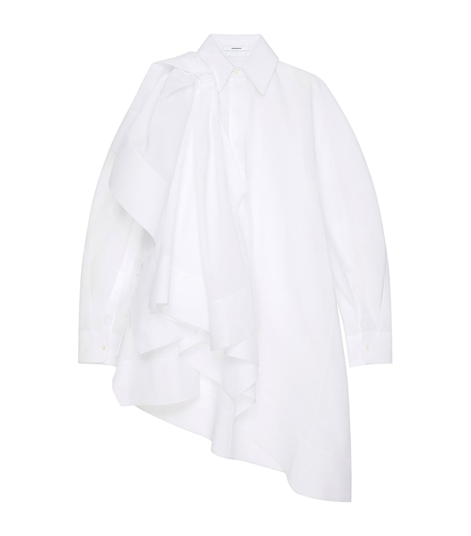 Givenchy White Cotton Asymmetric Mini Shirt Dress