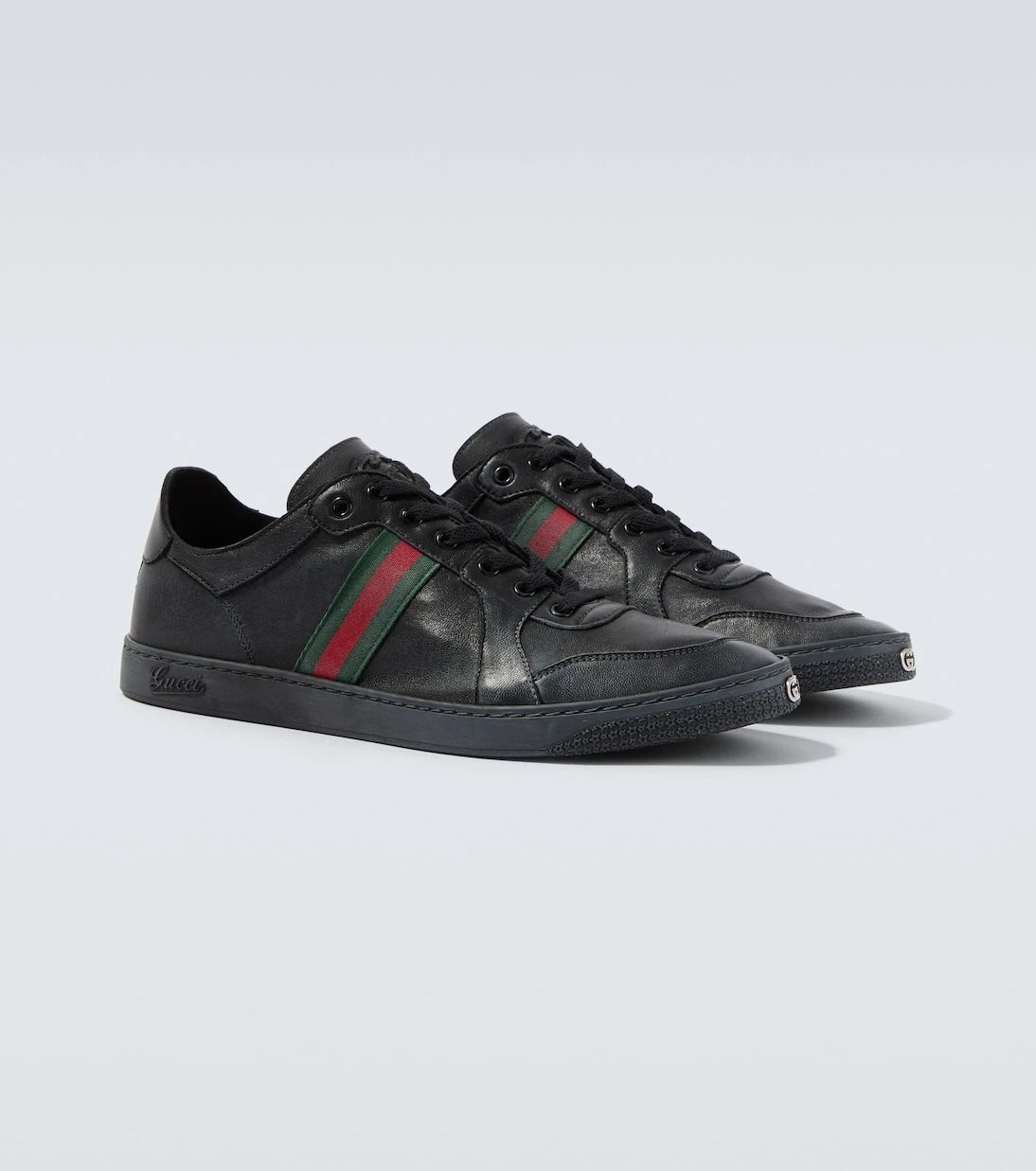 Gucci - Stretch Web Stripe leather sneakers