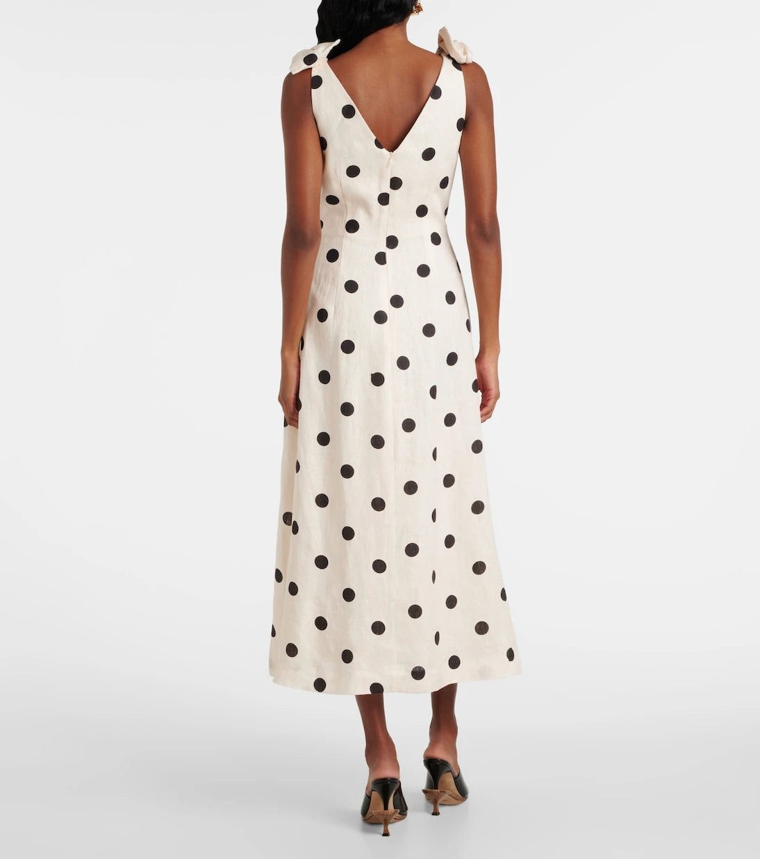 Zimmermann - Polka-dot bow-detail linen midi dress