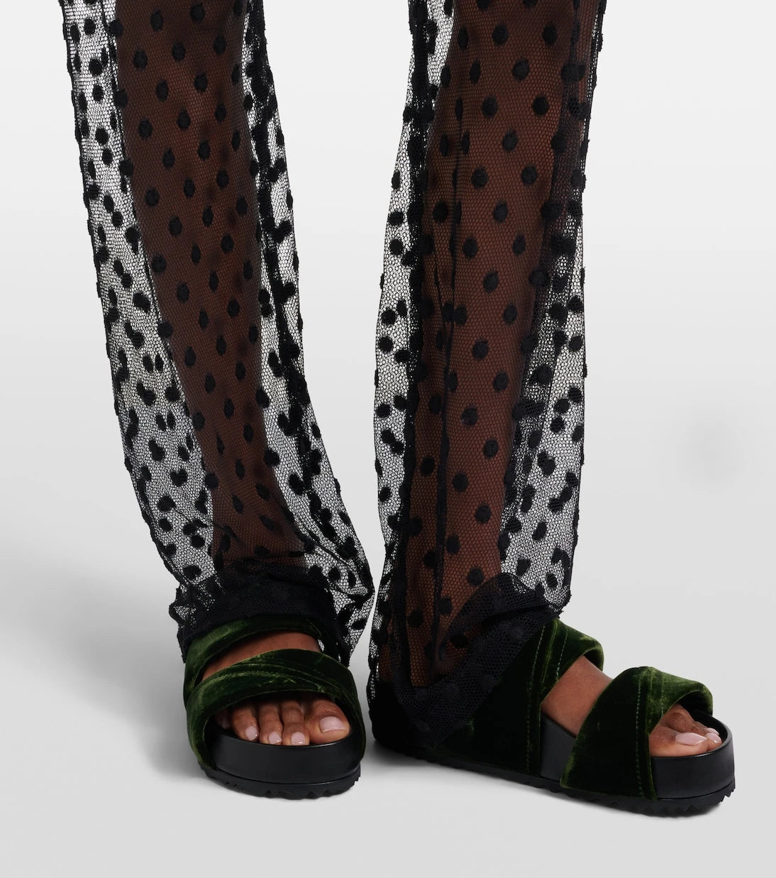 Dries Van Noten - Polka-dot mesh slim pants
