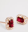 Rose Gold, Diamond and Ruby Stud Earrings