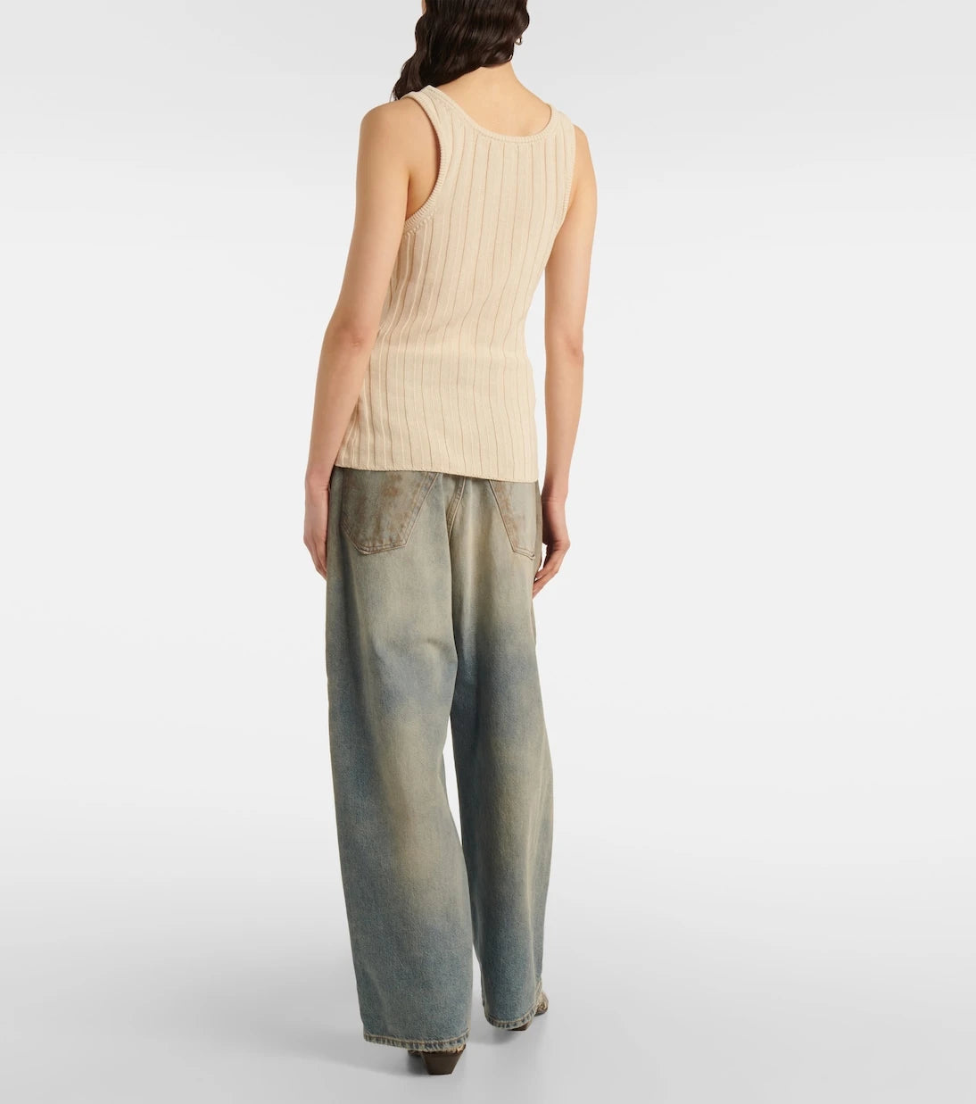 Acne Studios - Distressed ribbed-knit cotton-blend tank top