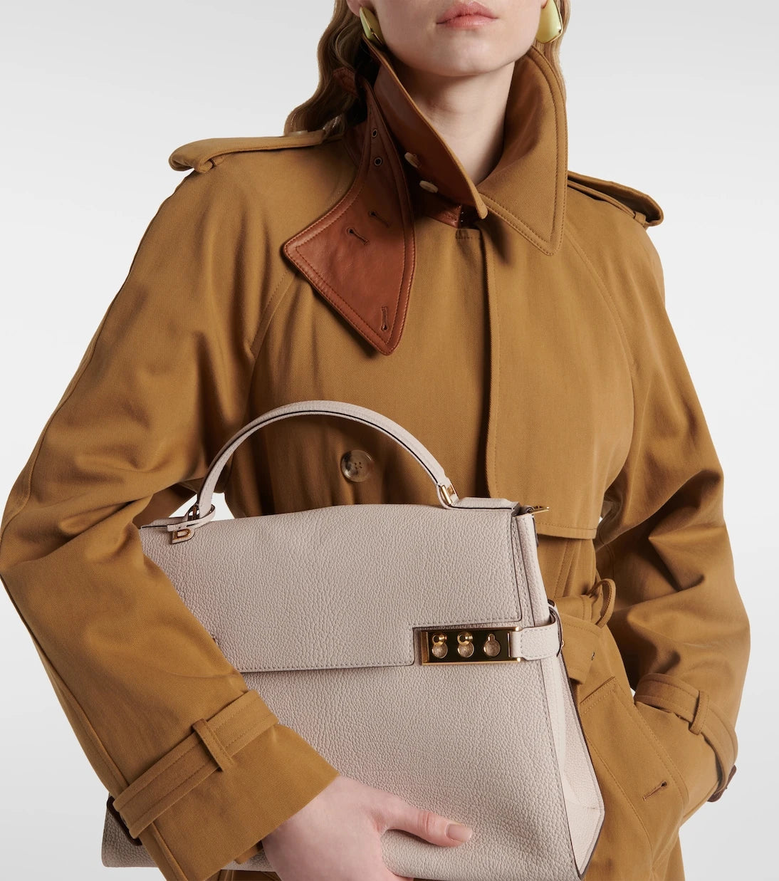 Delvaux - حقيبة يد كبيرة توت تيمبيت من جلد ديربي