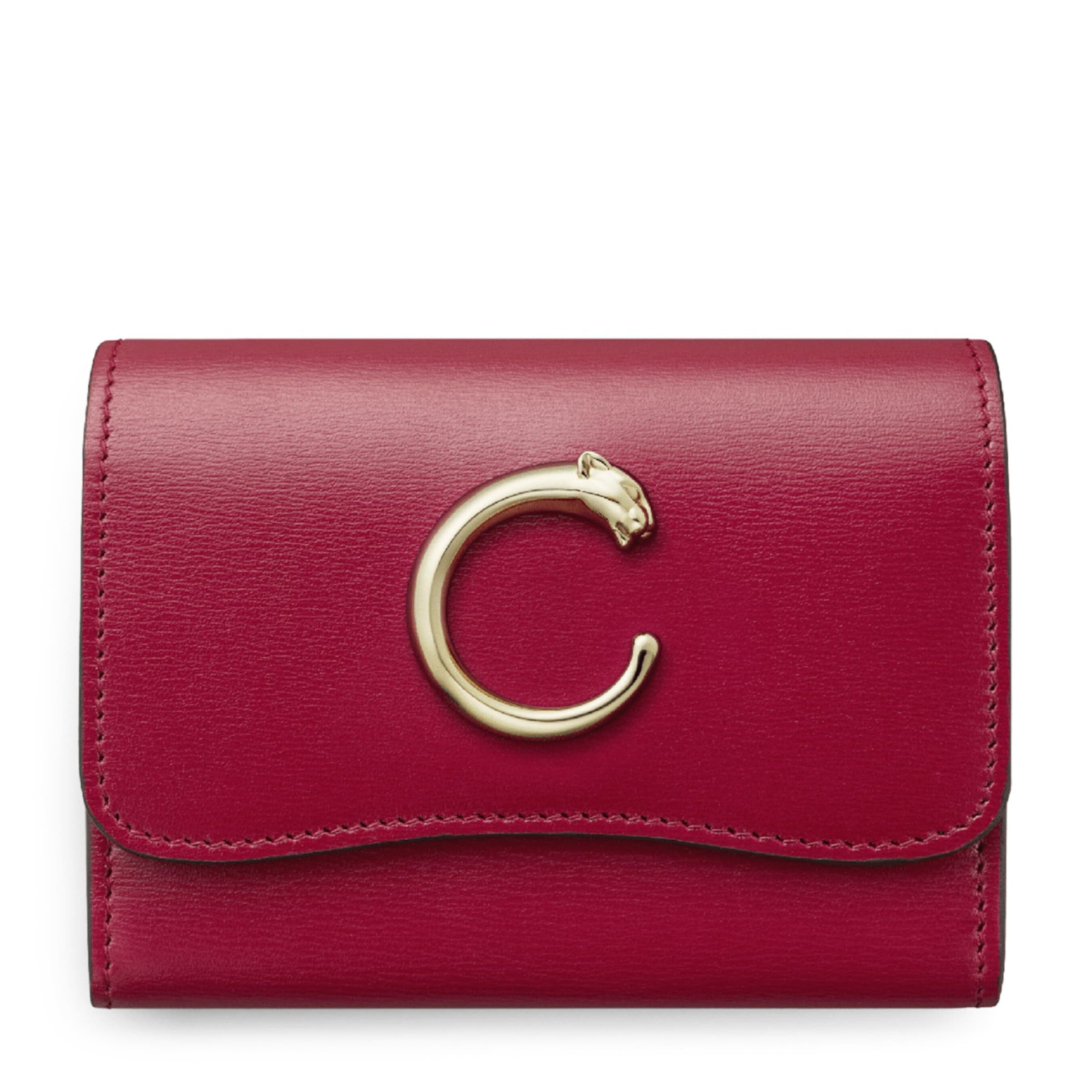 Red Calfskin Panthère de Cartier Mini Wallet
