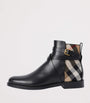 Black Check and Leather Ankle Boots