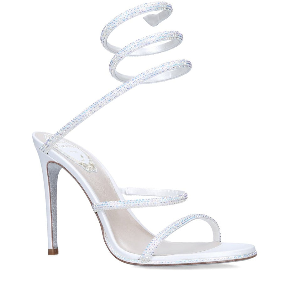 René Caovilla White Embellished Cleo Sandals 105