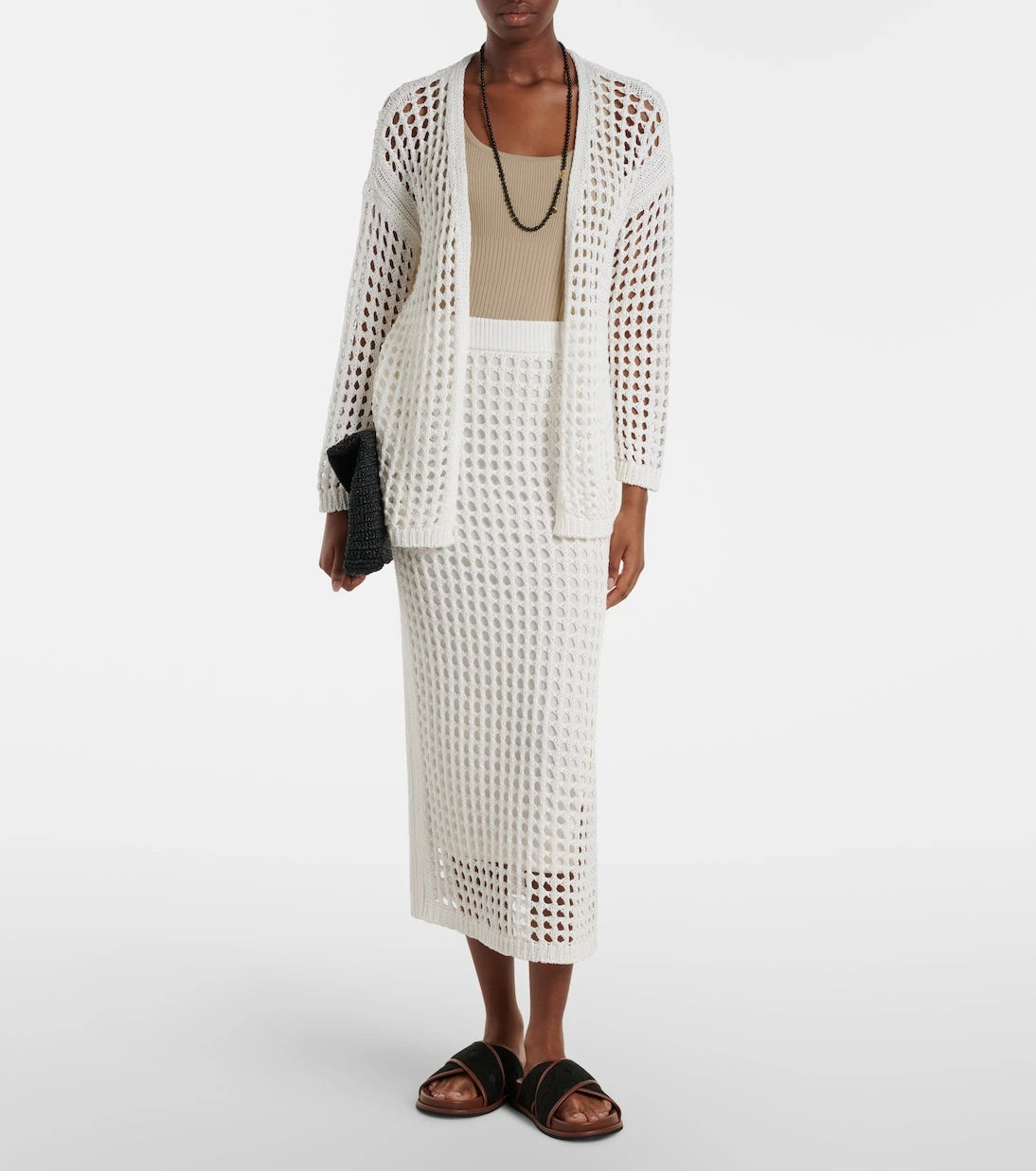 Max Mara - سترة كارديغان جيلو ملفوفة من القطن بنمط محبوك مفتوح